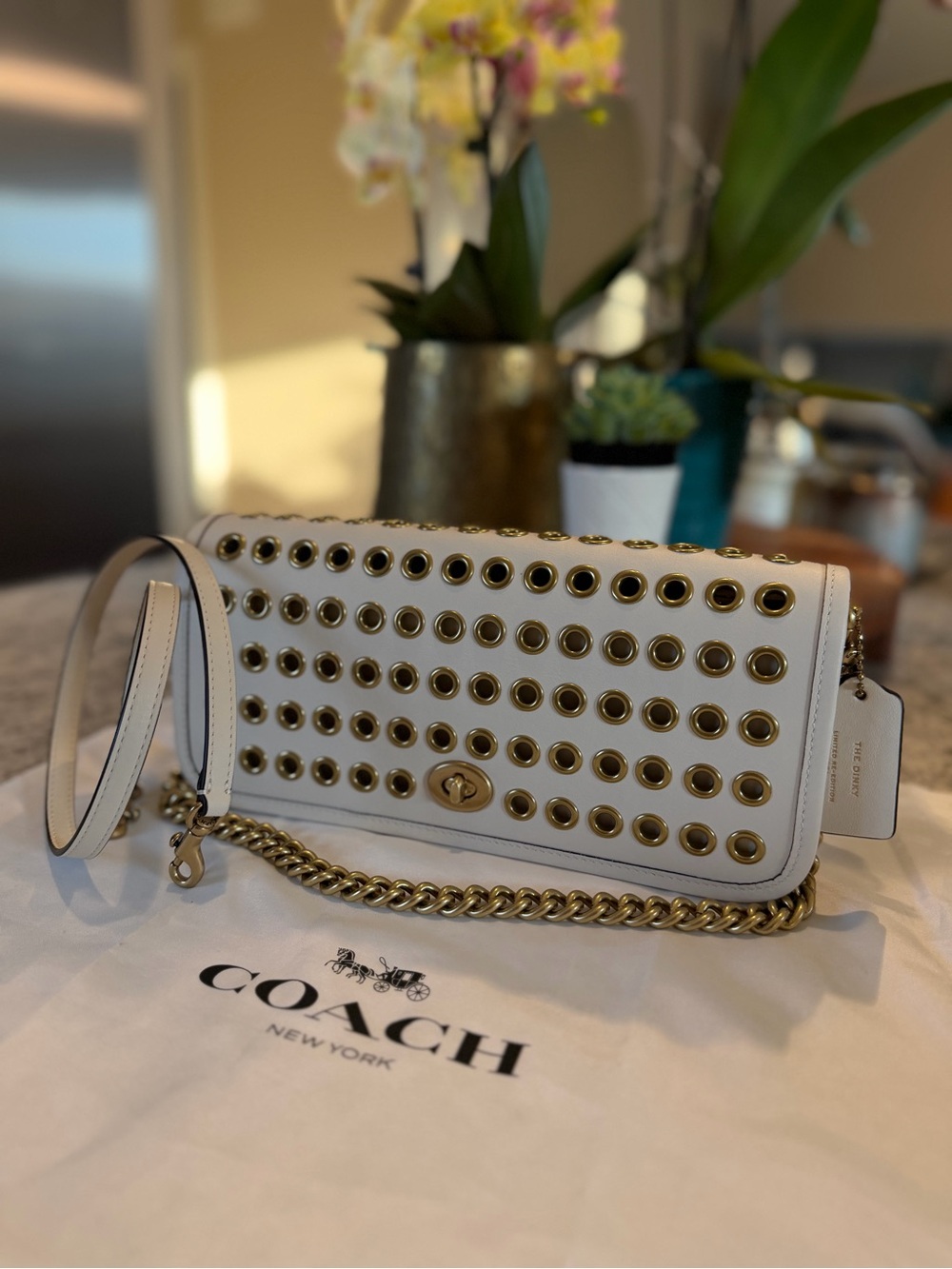 Coach Dinky Bag With Grommets Chalk - Picture 11 of 12